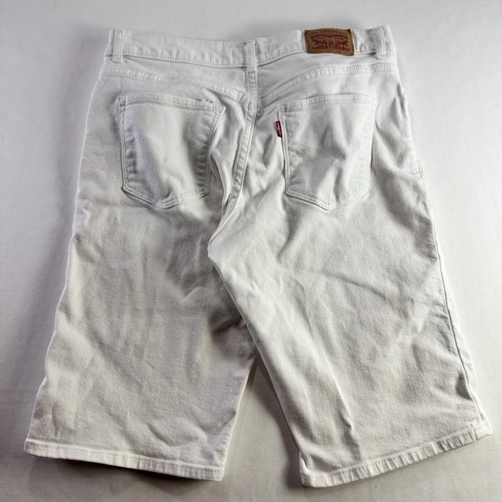 Levis Bermuda Shorts Womens 29 White Denim Mid Rise Knee Length 29969-0037